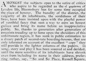 'The Bohemian in Bloomsbury'. Saturday review of politics, literature, science and art. Sep 17, 1904.
