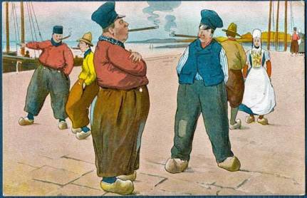 Illustration of the Dutch portion of 'Pug's Tour Through Europe: or the Travell'd Monkey' (1824)